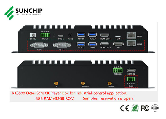 8K HD Industrial Control Media Player Box Android 12.0 AI NPU 6T RK3588 Board AIoT Box